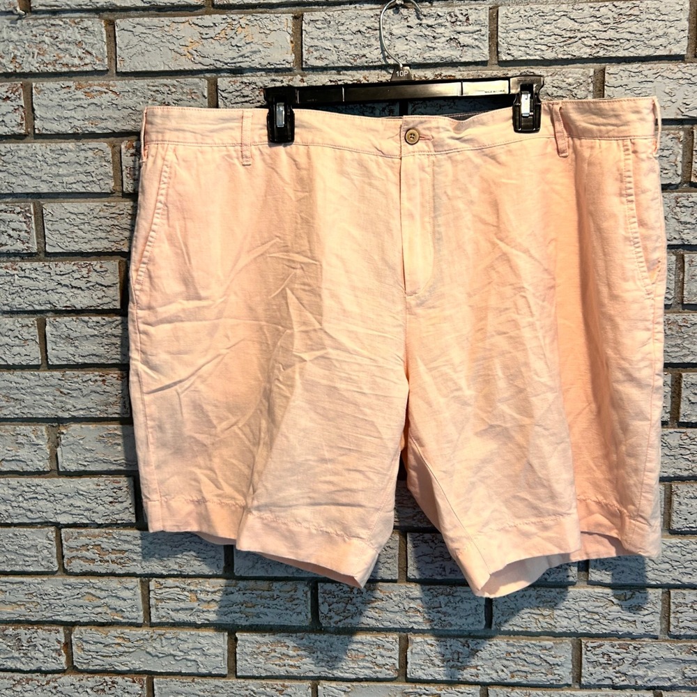Faherty Brand Mens Peach Pink Linen Blend Chino Shorts Size 42
